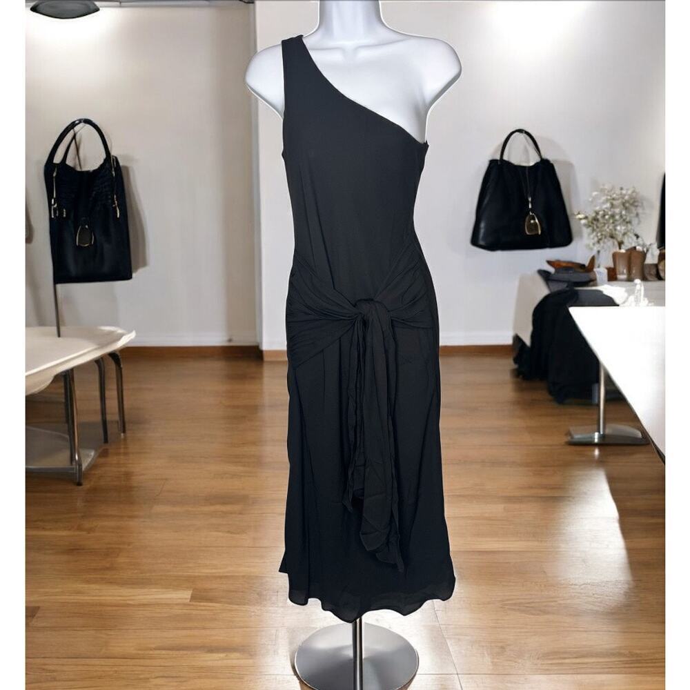 Krisa Revolve One Shoulder Tie Waist Sleeveless Bias Midi Dress Size XS NWT